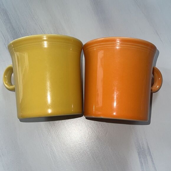 Vintage Fiesta Ware, Handle Tom & Jerry Cups Yellow & Orange - Picture 4 of 5